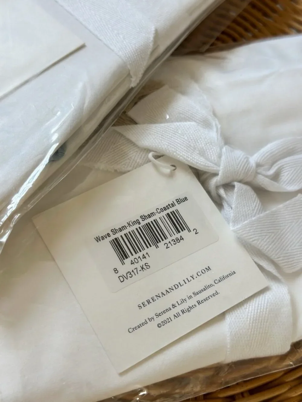 NEW Serena & Lily Wave Percale King Shams (Set of 2)-Coastal Blue